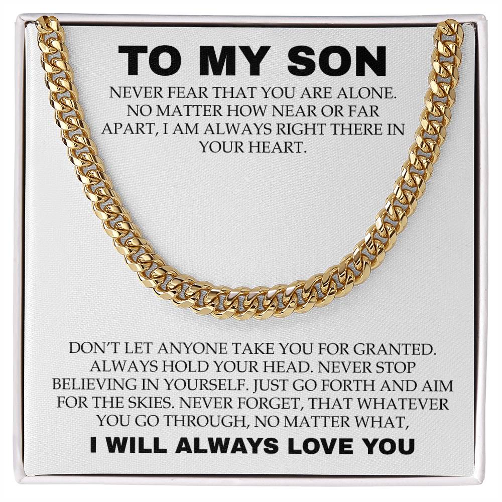 Cuban Necklace for Son Never Fear That You Are Alone
