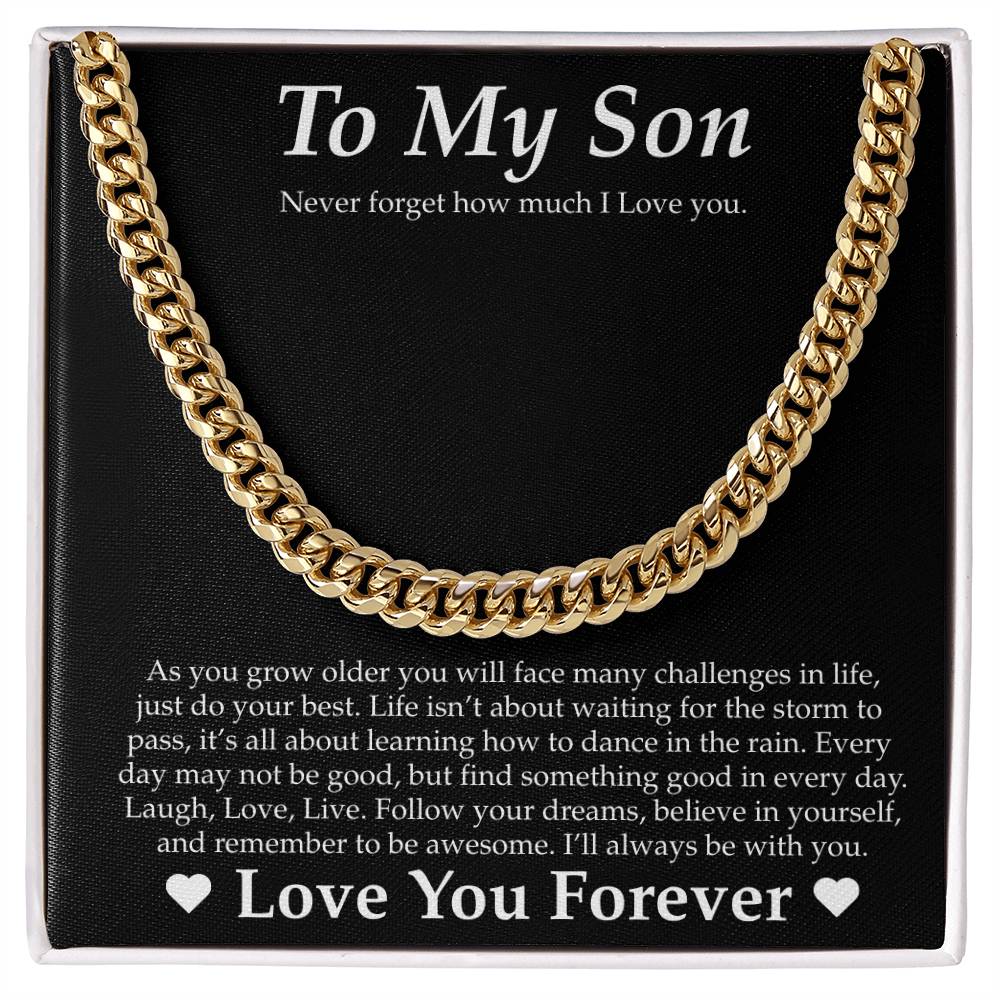 Cuban Necklace for Son Gift Set - Never Forget I Love You
