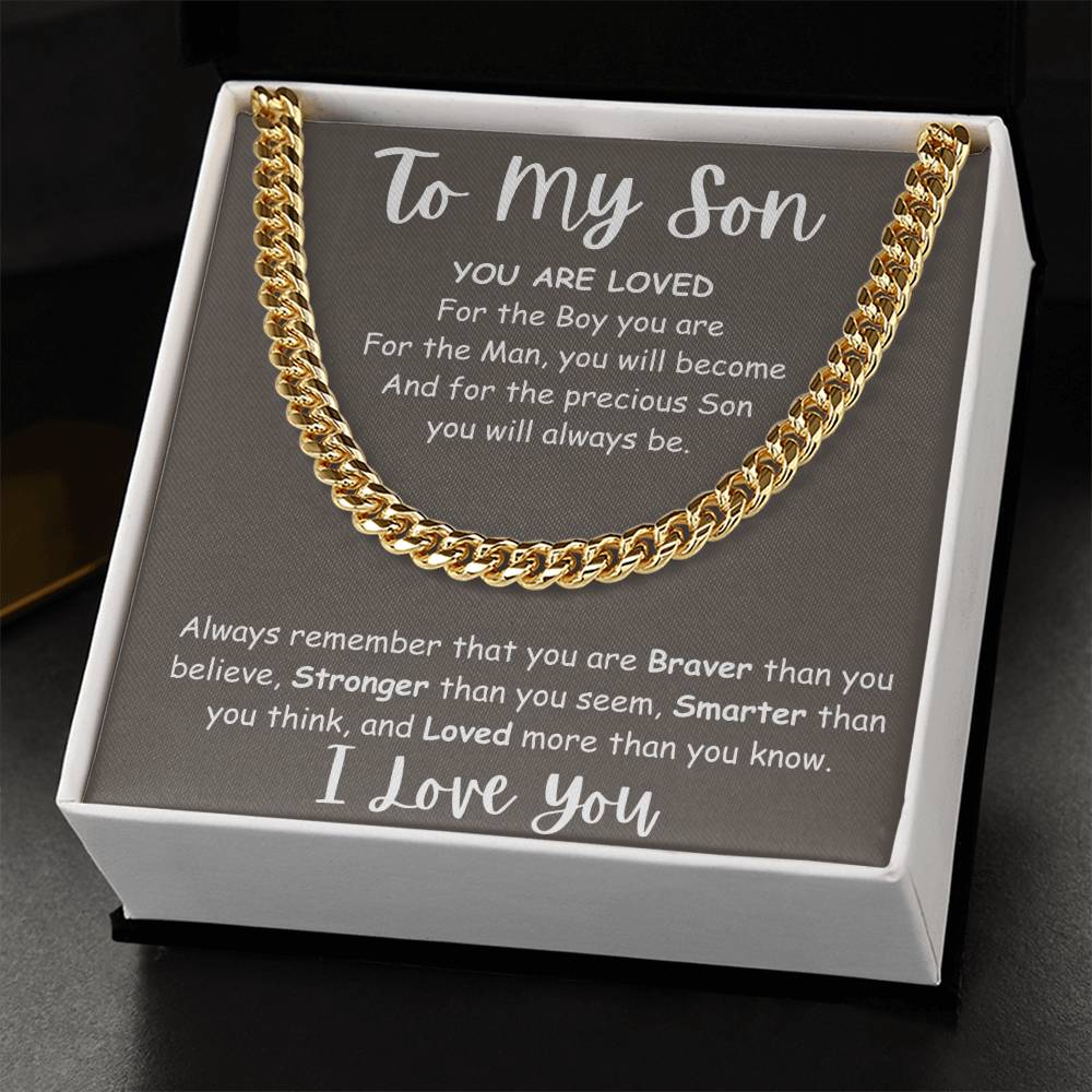 Cuban Necklace for Son Gift Set - You Are Loved