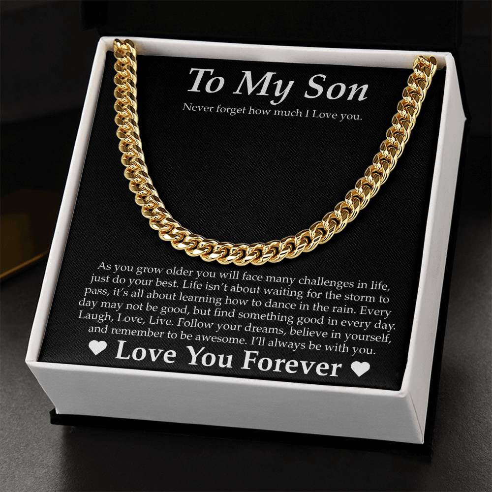 Cuban Necklace for Son Gift Set - Never Forget I Love You