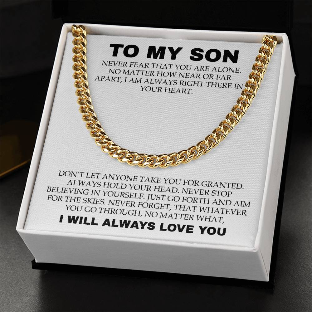 Cuban Necklace for Son Never Fear That You Are Alone