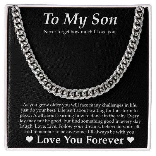 Cuban Necklace for Son Gift Set - Never Forget I Love You