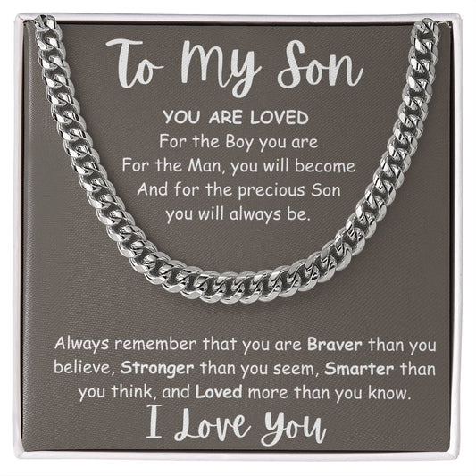 Cuban Necklace for Son Gift Set - You Are Loved