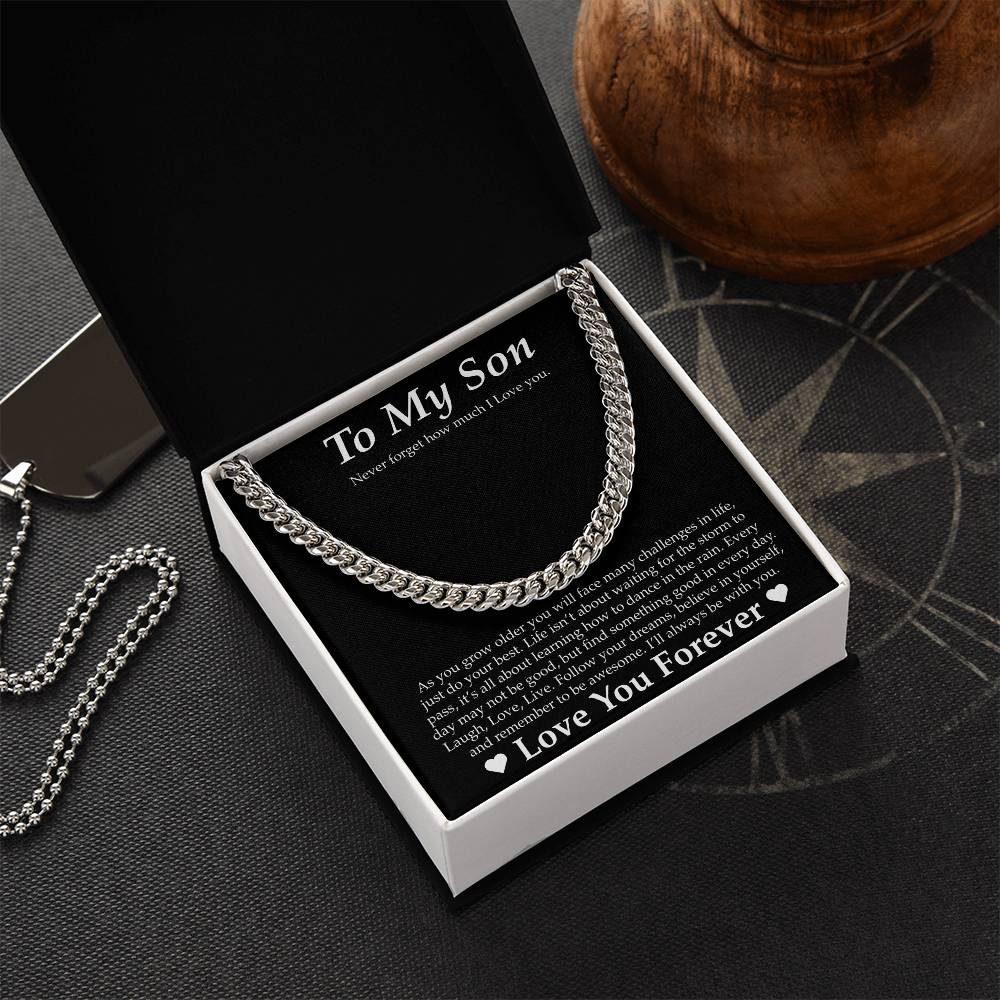Cuban Necklace for Son Gift Set - Never Forget I Love You