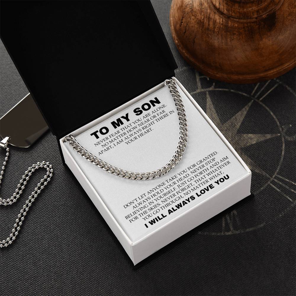 Cuban Necklace for Son Never Fear That You Are Alone