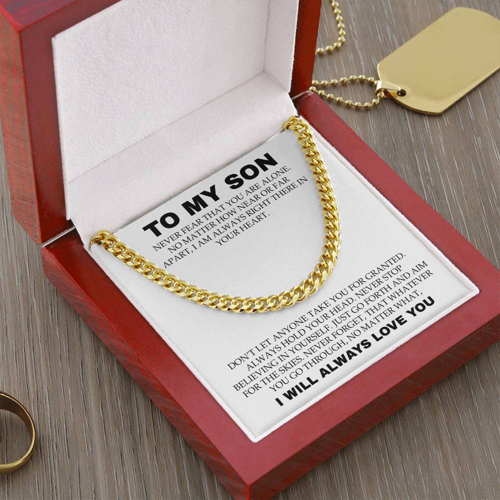 Cuban Necklace for Son Never Fear That You Are Alone
