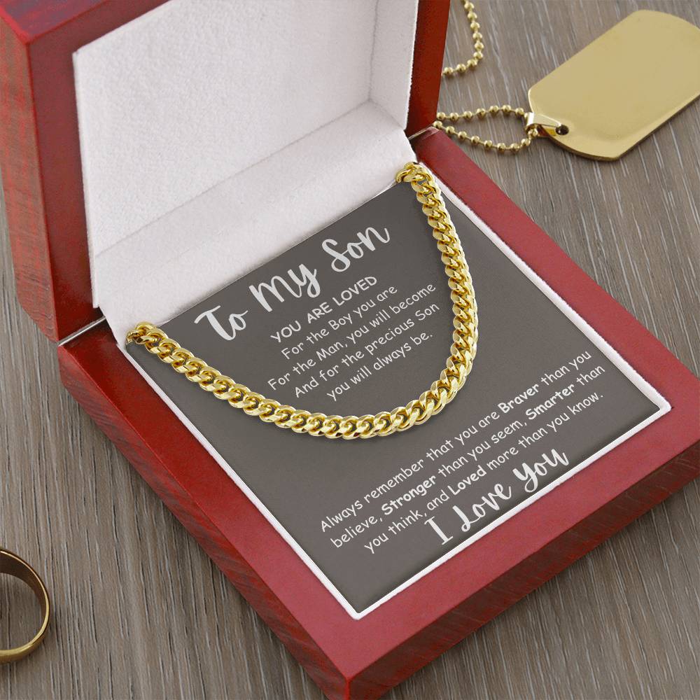 Cuban Necklace for Son Gift Set - You Are Loved
