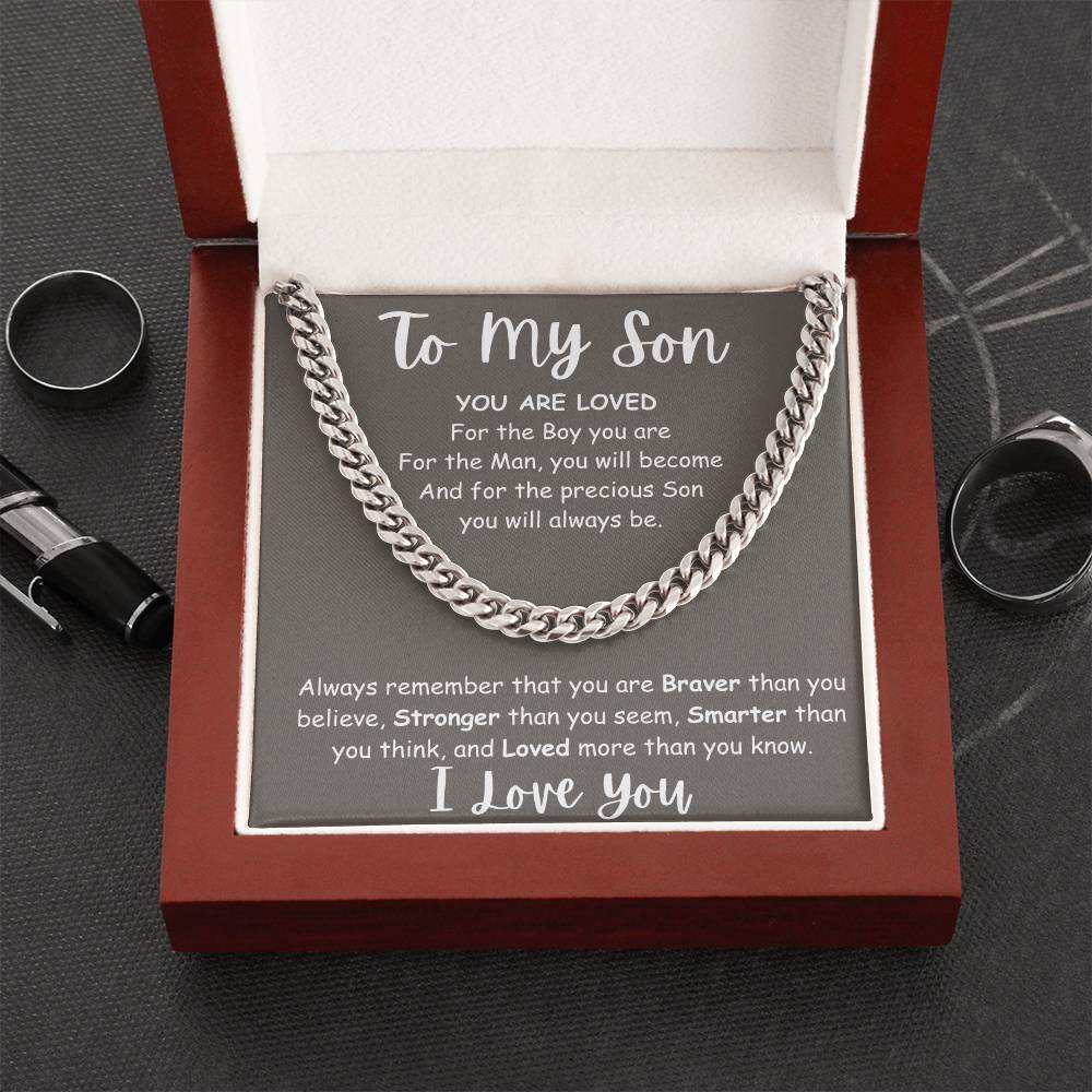 Cuban Necklace for Son Gift Set - You Are Loved