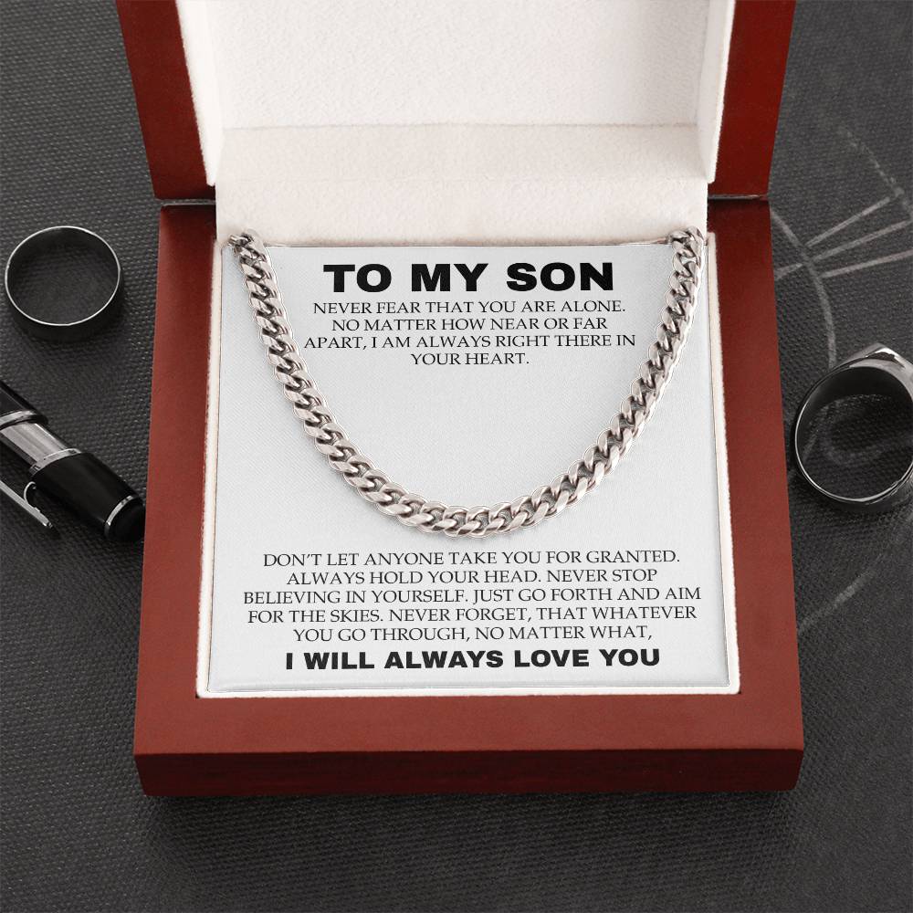 Cuban Necklace for Son Never Fear That You Are Alone