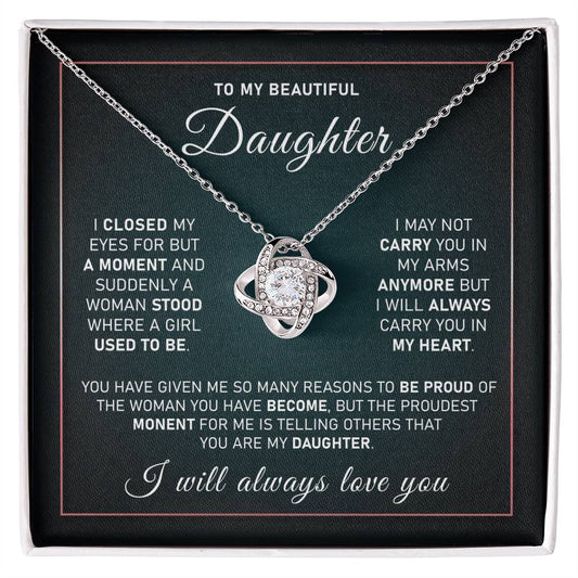 Daughter - My Lifetime of Love Is Only for You – Love Knot Necklace