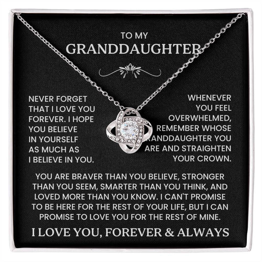 To My Beautiful Granddaughter - I Love You Forever and Always - Necklace